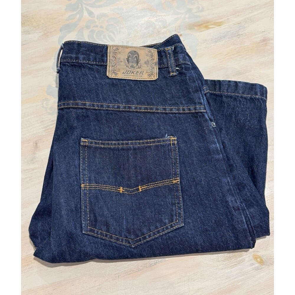 Y2k Joker Jean Shorts Size 34 Dark Blue Denim Baggy 90s Hip Hop Skateboard Jorts